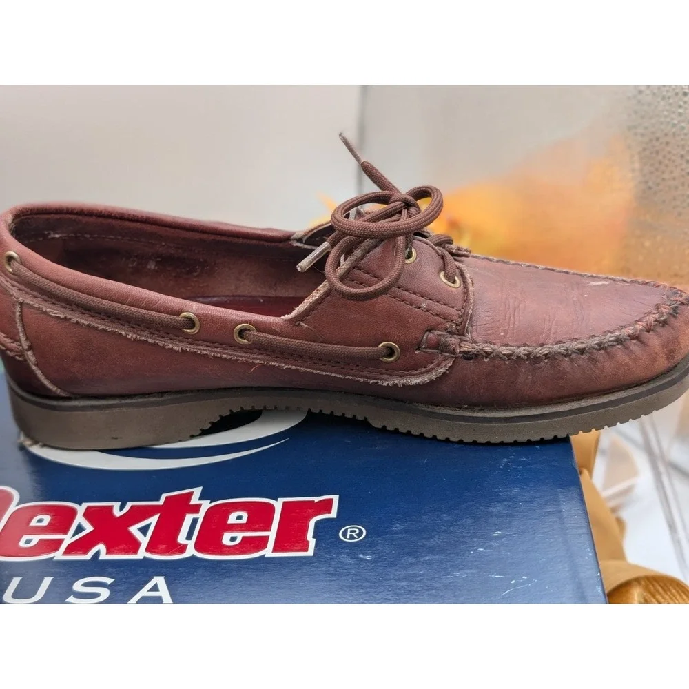 VTG Eastland Brown Leather Boat Shoes 10 M Deck Moccasins Vibram Sole 90s